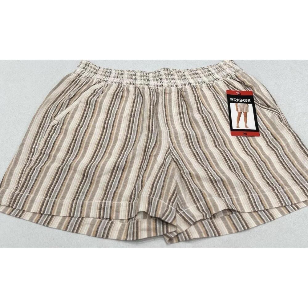 Briggs Women's Linen Blend with Pockets Pull-On Shorts, Tan, Size M.  AP